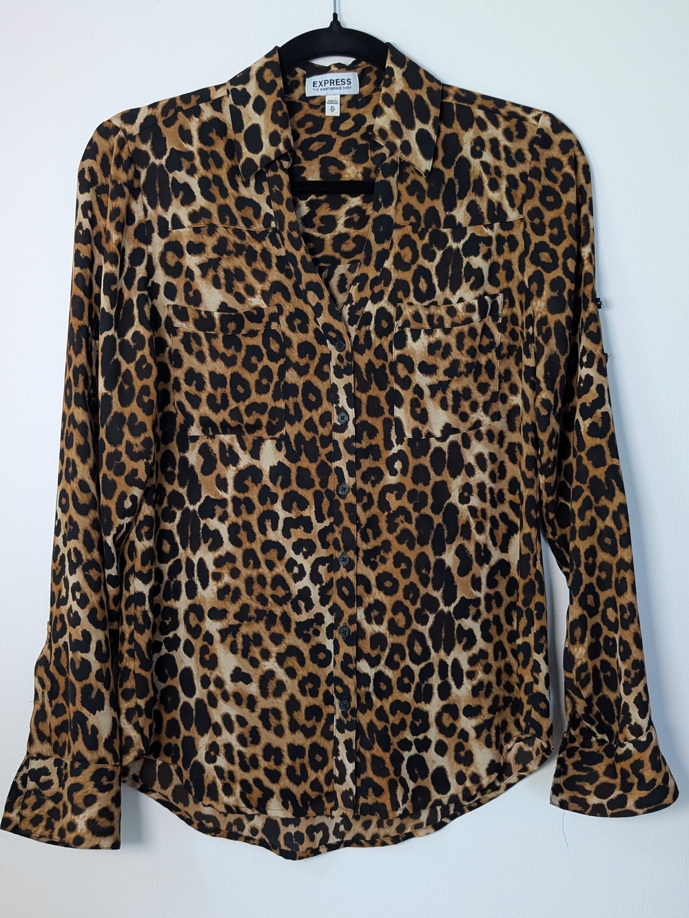 Express The Portofino Shirt Women Animal Print Blouse Top Size XS